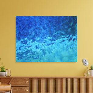 Blauw en Aqua Glas in lood Canvas Afdruk