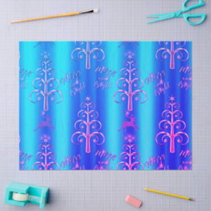 Blauw en Aqua Modern Kerstmis Tissuepapier