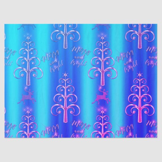 Blauw en Aqua Modern Kerstmis Tissuepapier (Voorkant)