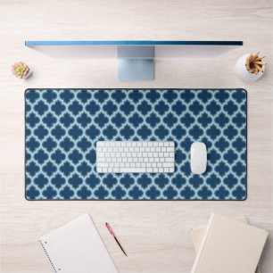 Blauw en Baby Blauw Trellis, Lattice, Quatrefoil Bureaumat