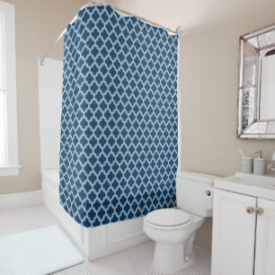 Blauw en Baby Blauw Trellis, Lattice, Quatrefoil Douchegordijn