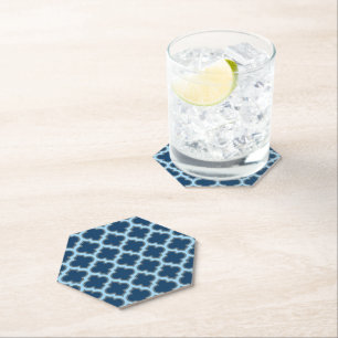 Blauw en Baby Blauw Trellis, Lattice, Quatrefoil Kartonnen Onderzetters