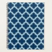 Blauw en Baby Blauw Trellis, Lattice, Quatrefoil Planner (Voorkant)