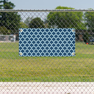 Blauw en Baby Blauw Trellis, Lattice, Quatrefoil Spandoek
