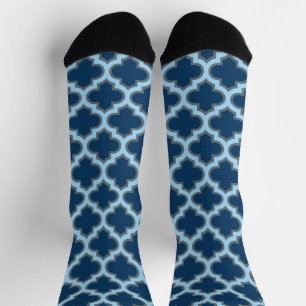 Blauw en babyblauw traliewerk, rooster, vierpas sokken