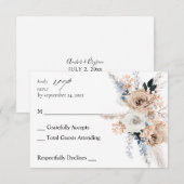 Blauw en beige Boho Floral no Meal RSVP (Voorkant / Achterkant)