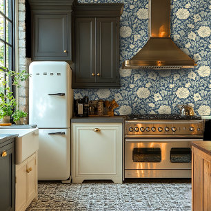 Blauw en Beige Botanisch Ontwerp Peel-and-Stick Behang