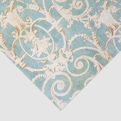 blauw en beige Damask Patroon Tissuepapier (Detail)
