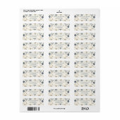 Blauw en beige Kerst Ornamenten Patroon Etiket (Full Sheet)