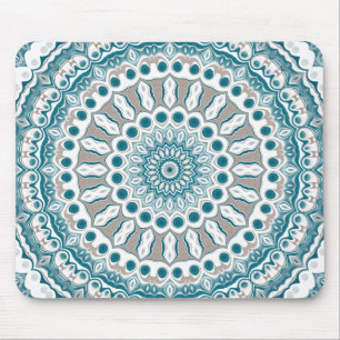 Blauw en beige modern mandala patroon muismat