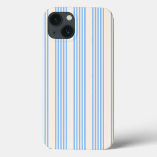 Blauw en beige vijf strips iPhone 13 hoesje