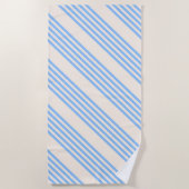 Blauw en beige vijf strips strandlaken (Voorkant)