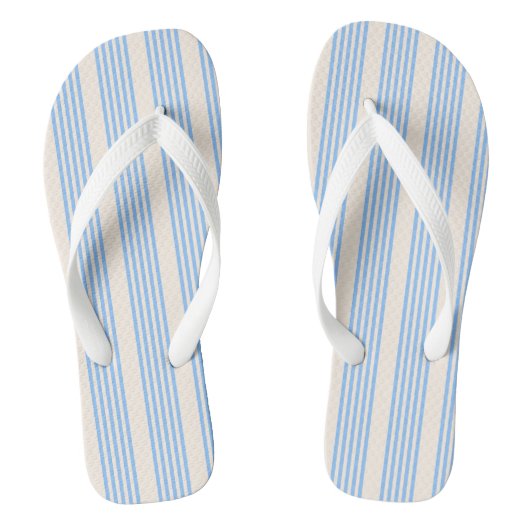 Blauw en beige vijf strips teenslippers (Voetbed)