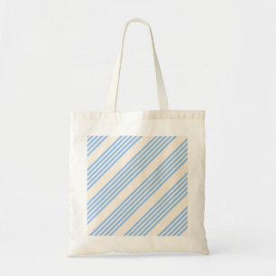 Blauw en beige vijf strips tote bag