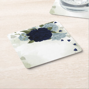 blauw en blauw blauw van de zee , groen vierkante kartonnen onderzetter