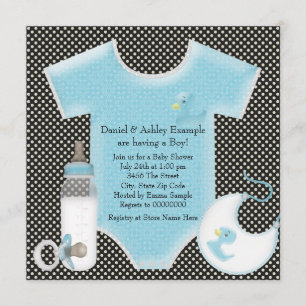 Blauw en blauw gestippelde baby shower voor jongen kaart