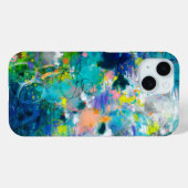 Blauw en Blauwgroen Abstract Floral Pattern iPhone Case-Mate iPhone Case (Achterkant (horizontaal))
