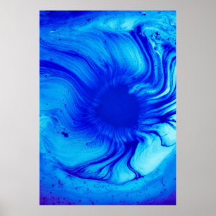 Blauw en blauwgroen abstract schilderij poster