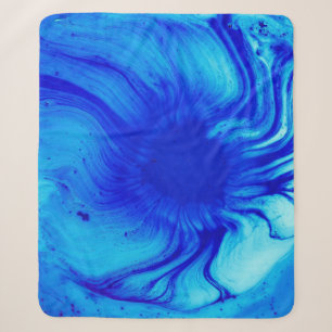 Blauw en blauwgroen abstract schilderij sherpa deken