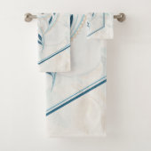 Blauw en Blauwgroen Floral Graphic, "Het leven rev Bad Handdoek (Insitu)