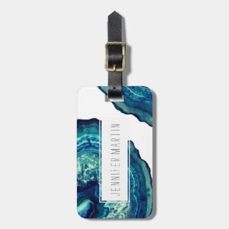 blauw en Blauwgroen gegolfde getoon op blauw Bagagelabel