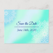 Blauw en Blauwgroen Mandala Bruiloft Save the Date Briefkaart (Voorkant)