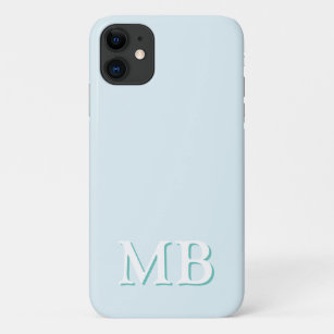 Blauw en Blauwgroen   Minimummonogram modern Initi iPhone 11 Hoesje