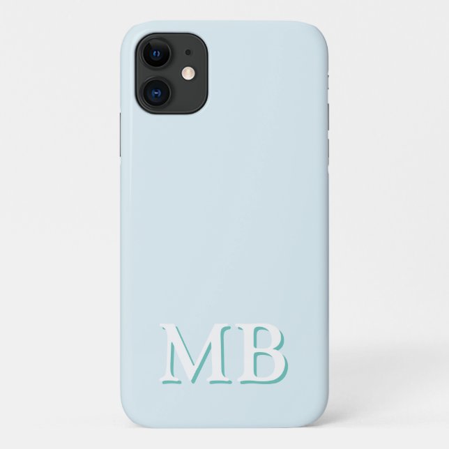 Blauw en Blauwgroen | Minimummonogram modern Initi Case-Mate iPhone Hoesje (Achterkant)