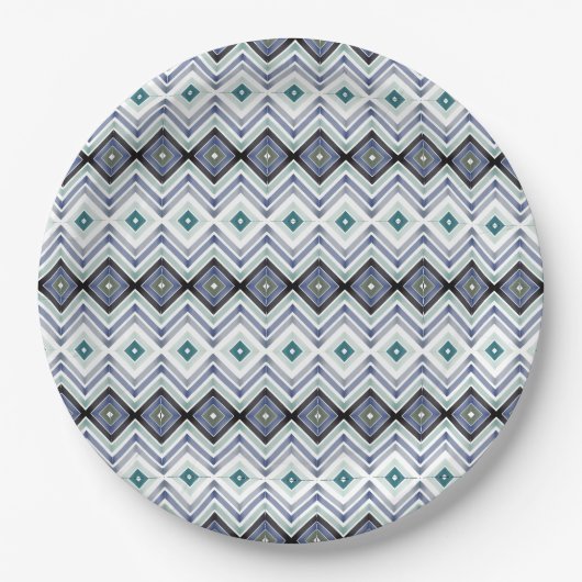 Blauw en Blauwgroen Patterned Document Bord (Voorkant)