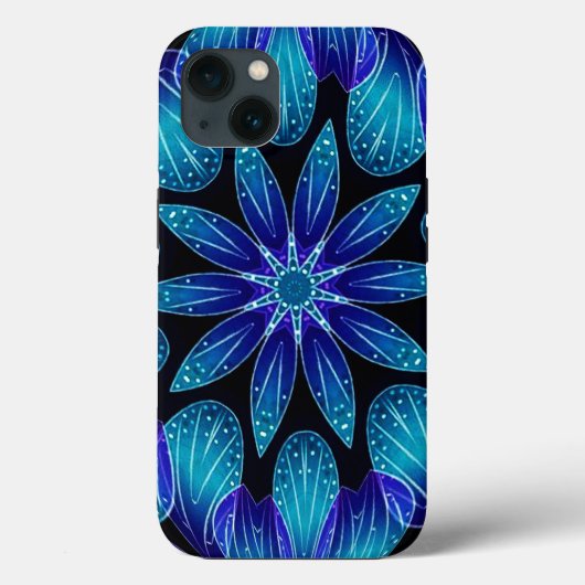 Blauw en Blauwgroen Petals Mandala Case-Mate iPhone Case (Achterkant)
