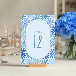 Blauw en Blauwgroen Retro Floral Groovy Baby showe Kaart