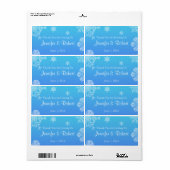 Blauw en Blauwgroen Sneeuwvlok Posh Waterflesetike Etiket (Full Sheet)