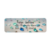 Blauw en Blauwgroen Zeeen Glas Gepersonaliseerd Etiket (Voorkant)