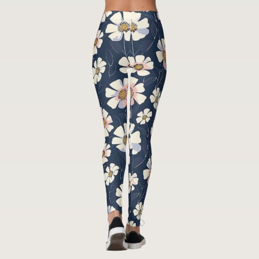 Blauw en bloemenontwerp leggings (Achterkant)