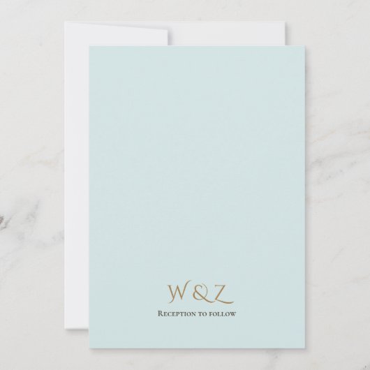 Blauw en blos Bloemen bruiloft uitnodiging (Achterkant)