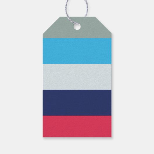 Blauw en bordeaux gestreept cadeaulabel (Voorkant)