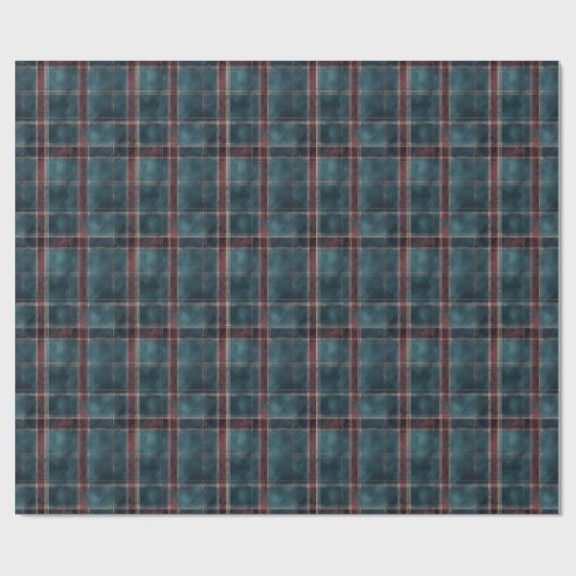 Blauw en Bourgogne Plaid – Klassiek vakantiegesche Cadeaupapier (Vlak)