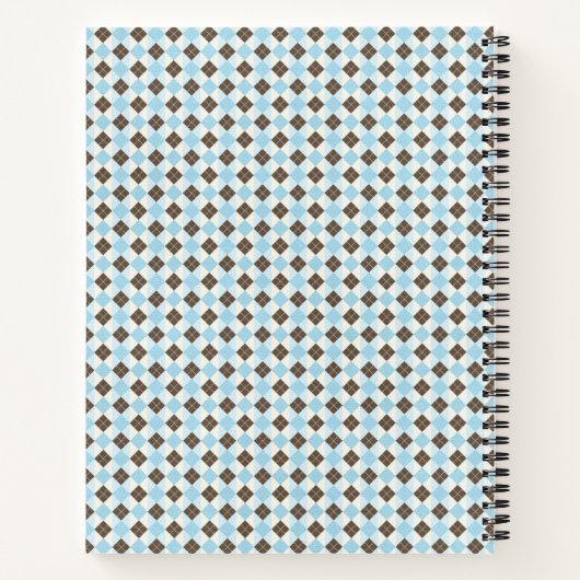 Blauw en bruin, aangepast argyle-patroon notitieboek (Achterkant)