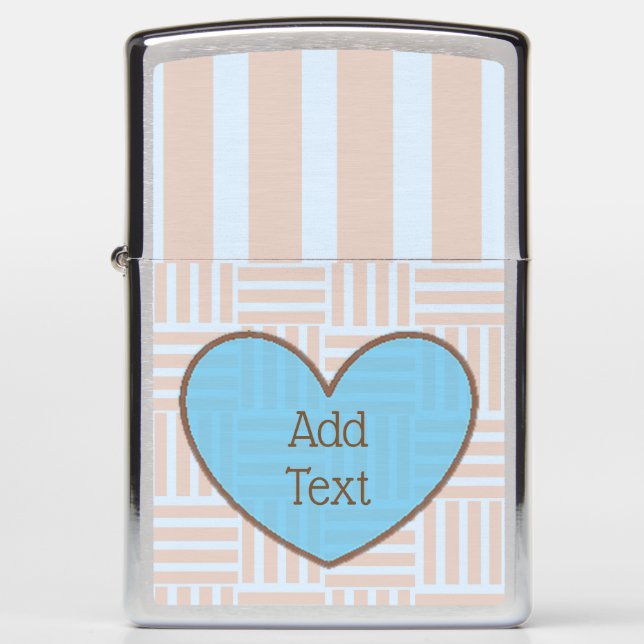  blauw en bruin Aangepast Zippo Lighter (Voorkant)