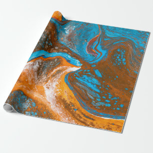 Blauw en bruin abstract schilderij cadeaupapier