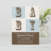 Blauw en bruin Het is een Baby shower-uitnodiging Kaart (Staand voorkant)