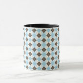 Blauw en bruin klassiek argyle-patroon mok (Midden)