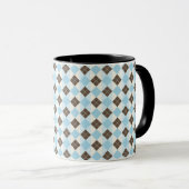 Blauw en bruin klassiek argyle-patroon mok (Voorkant rechts)