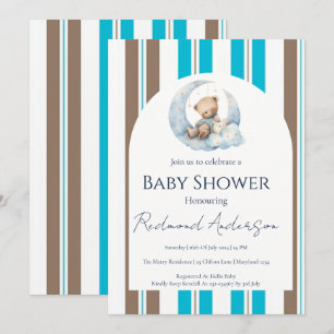 Blauw en bruin Klassiek geruit jongens babyshower Kaart