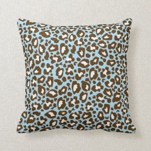 Blauw en Bruin Leopard Spotted Animal Print Kussen