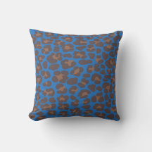 Blauw en bruin luipaardprint buitenkussen | Mode