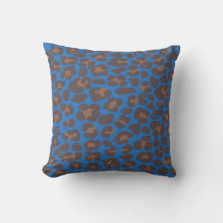 Blauw en bruin luipaardprint buitenkussen | Mode
