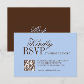 Blauw en bruin luxe oud geld trouw-RSvp-kaart RSVP Kaartje