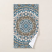 Blauw en bruin mandala ingewikkeld geometrisch pat bad handdoek (Handdoek)