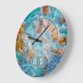 Blauw- en bruin-marmer-stonpatroon grote klok (Hoek)